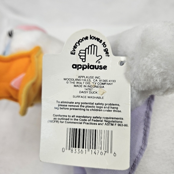 NWT Vintage Applause Disney Daisy Duck 16" Plush Stuffed Animal Kids - Picture 11 of 14